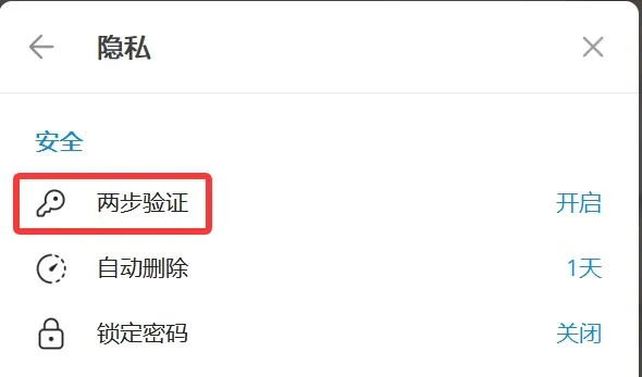 电报密码设置选项